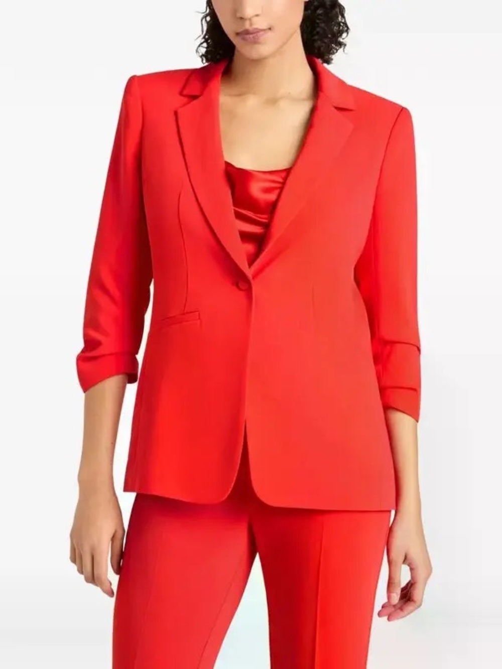 Cinq à Sept Red Crepe Blazer Notched Lapel Sz 4 Good Condition